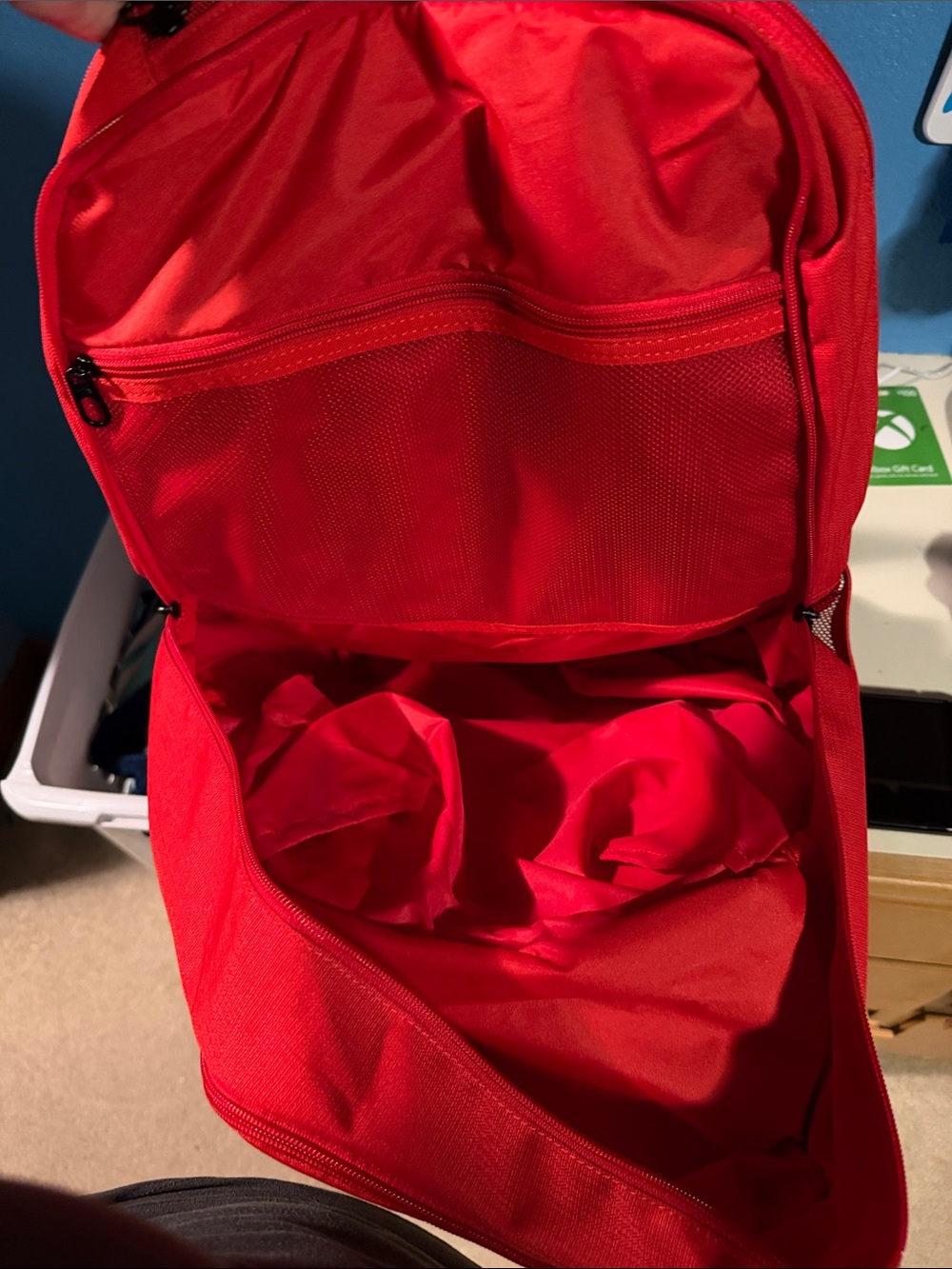 BRAND NEW!!! Red and Black Men's Backpack with White Swoosh - Picture 3 of 5